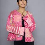 Women's Quilted Crop Jacket Reversible Patchwork Cotton Coat